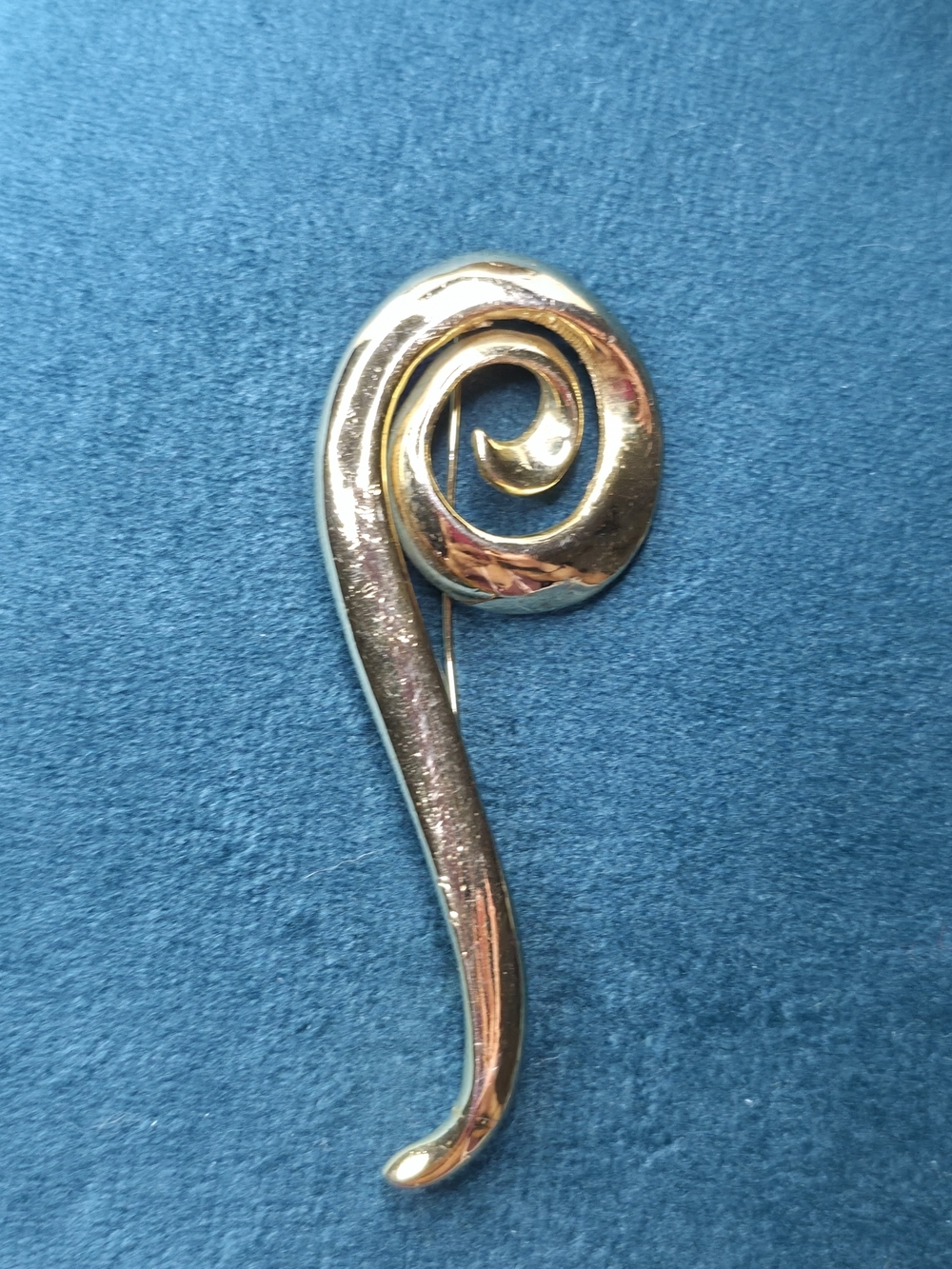 Vintage 80s Gold Swirl Brooch Pin Modernist 3" - Picture 3 of 5